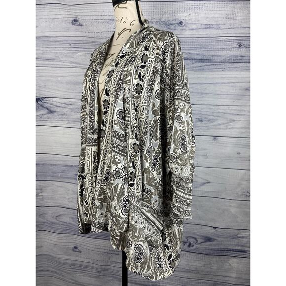 Patrons of Peace Open Front Floral Kimono Top Womens Size M Oversized Pockets - Picture 1 of 13